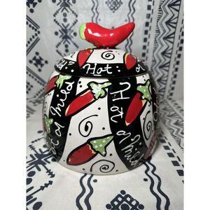 Chili Pepper‎ Cookie Jar Black, White And Red
